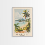 Grand Anse, Grenada Watercolor Beach Print, Vacation Gift, Grenada Wall Art, Framed Canvas Print, Framed Beach Painting