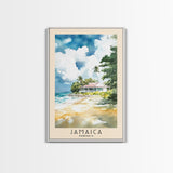 Jamaica, Jamaica Watercolor Beach Print, Vacation Gift, Jamaica Wall Art, Framed Canvas Print, Framed Beach Painting