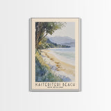 Kaiteriteri Beach, New Zealand Watercolor Beach Print, Vacation Gift, New Zealand Wall Art, Framed Canvas Print, Framed Beach Painting