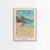 La Cuvette, Mauritius Watercolor Beach Print, Vacation Gift, Mauritius Wall Art, Framed Canvas Print, Framed Beach Painting