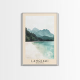 Langkawi, Malaysia Watercolor Beach Print, Vacation Gift, Malaysia Wall Art, Framed Canvas Print, Framed Beach Painting