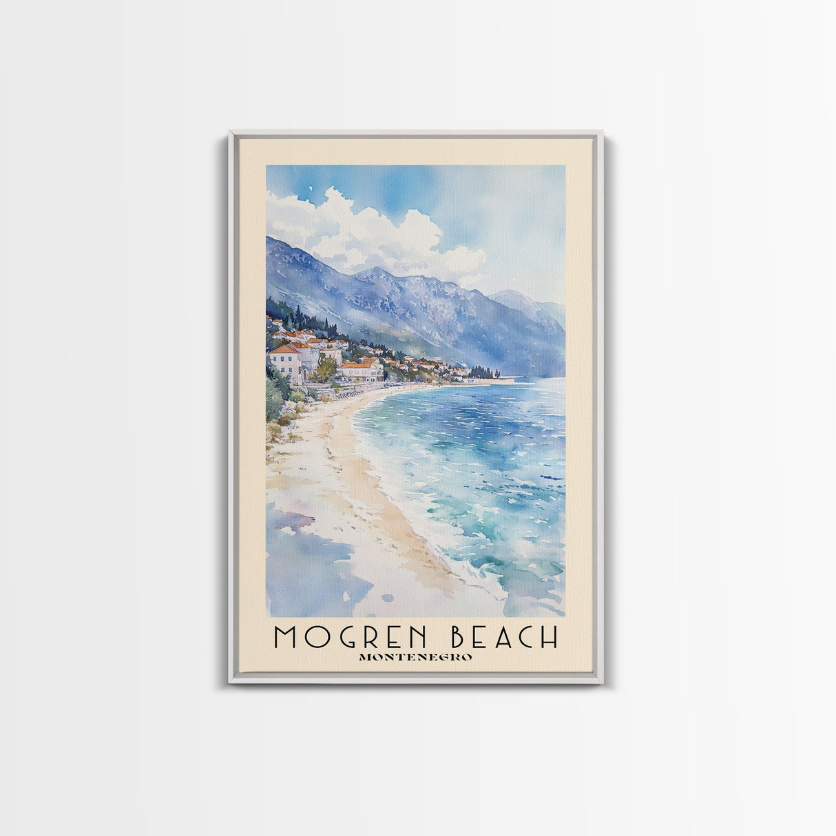 Mogren Beach, Montenegro Watercolor Beach Print, Vacation Gift, Montenegro Wall Art, Beach Painting, Beach Decor, Beach Painting