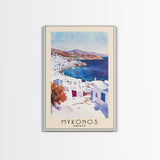 Mykonos, Greece Watercolor Beach Print, Vacation Gift, Greece Wall Art, Beach Painting, Beach Decor, Beach Painting