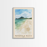 Natadola Beach, Fiji Watercolor Print, Vacation Gift, Fiji Wall Art, Beach Painting, Beach Decor, Large Wall Art, Wood Frame Art