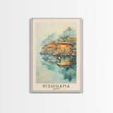 Nishihama, Japan Watercolor Beach Print, Vacation Gift, Japan Wall Art, Framed Canvas Print, Framed Beach Painting