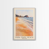 Phra Nang Beach, Thailand Watercolor Beach Print, Vacation Gift, Thailand Wall Art, Framed Canvas Print, Framed Beach Painting