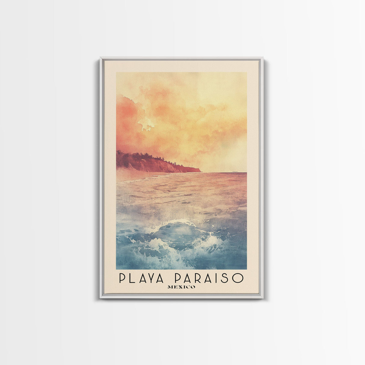 Playa Paraiso, Mexico Watercolor Beach Print, Vacation Gift, Mexico Wall Art, Beach Painting, Beach Decor, Beach Painting