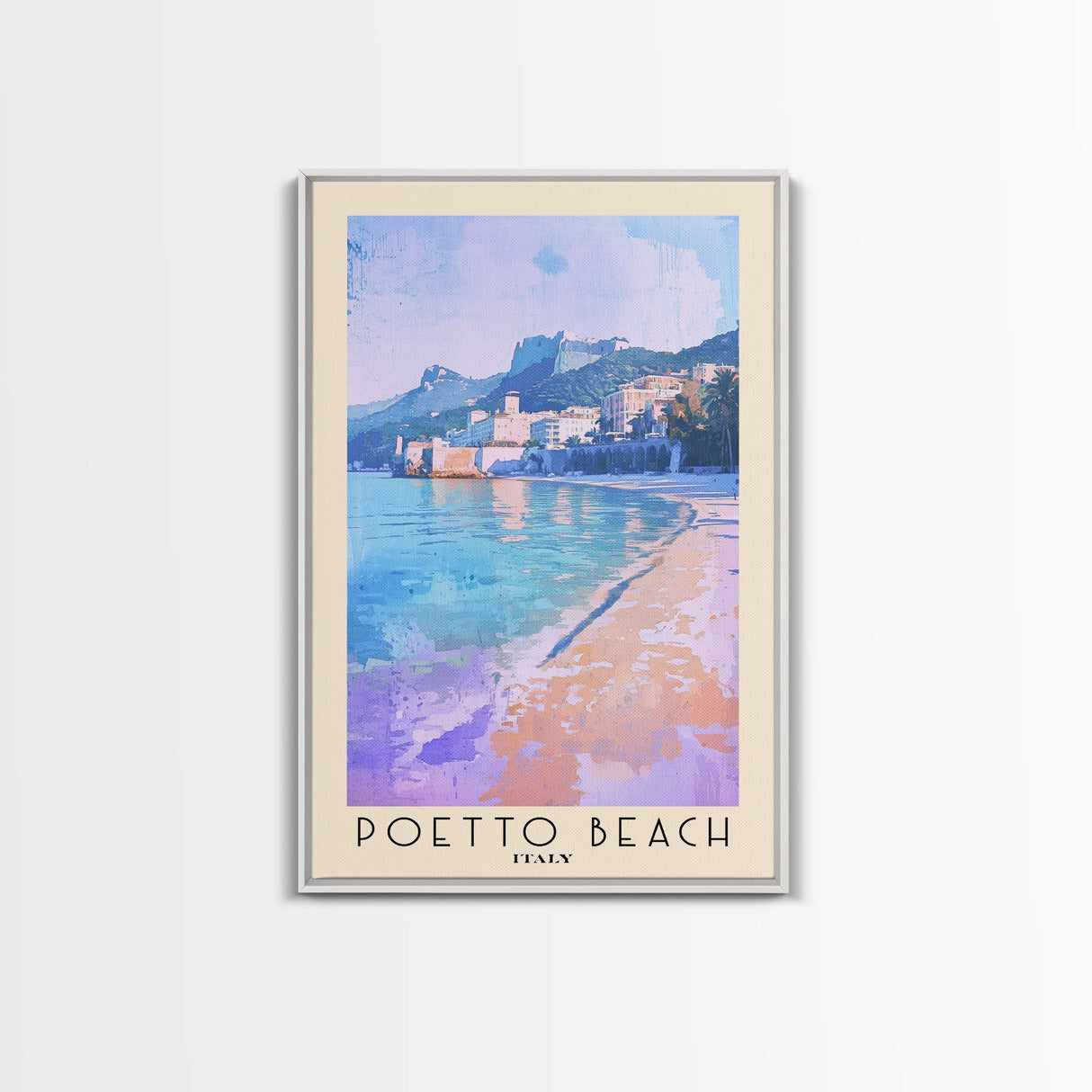 Poetto Beach, Italy Watercolor Beach Print, Vacation Gift, Italy Wall Art, Beach Painting, Beach Decor, Beach Painting