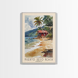 Puerto Seco Beach, Jamaica Watercolor Beach Print, Vacation Gift, Jamaica Wall Art, Framed Canvas Print, Framed Beach Painting