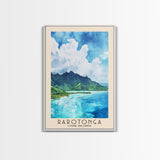 Rarotonga, Cook Islands Watercolor Beach Print, Vacation Gift, Cook Islands Wall Art, Framed Canvas Print, Framed Beach Painting