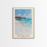 Reethi Rah, Maldives Watercolor Beach Print, Vacation Gift, Maldives Wall Art, Framed Canvas Print, Framed Beach Painting