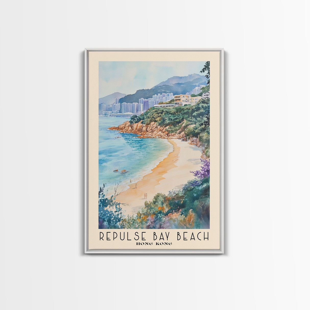 Repulse Bay Beach, Hong Kong Watercolor Beach Print, Vacation Gift, Hong Kong Wall Art, Beach Painting, Beach Decor, Beach Painting