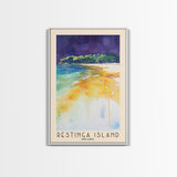 Restinga Island, Brazil Watercolor Print, Vacation Gift, Brazil Wall Art, Beach Painting, Beach Decor, Large Wall Art, Wood Frame Art