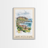 Saint Kitts Island, Federation of Saint Kitts and Nevis Watercolor Beach Print, Vacation Gift, Federation of Saint Kitts and Nevis Wall Art, Beach Painting, Beach Decor, Beach Painting