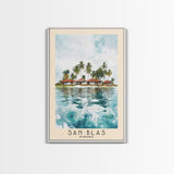 San Blas, Panamá Watercolor Beach Print, Vacation Gift, Panamá Wall Art, Framed Canvas Print, Framed Beach Painting