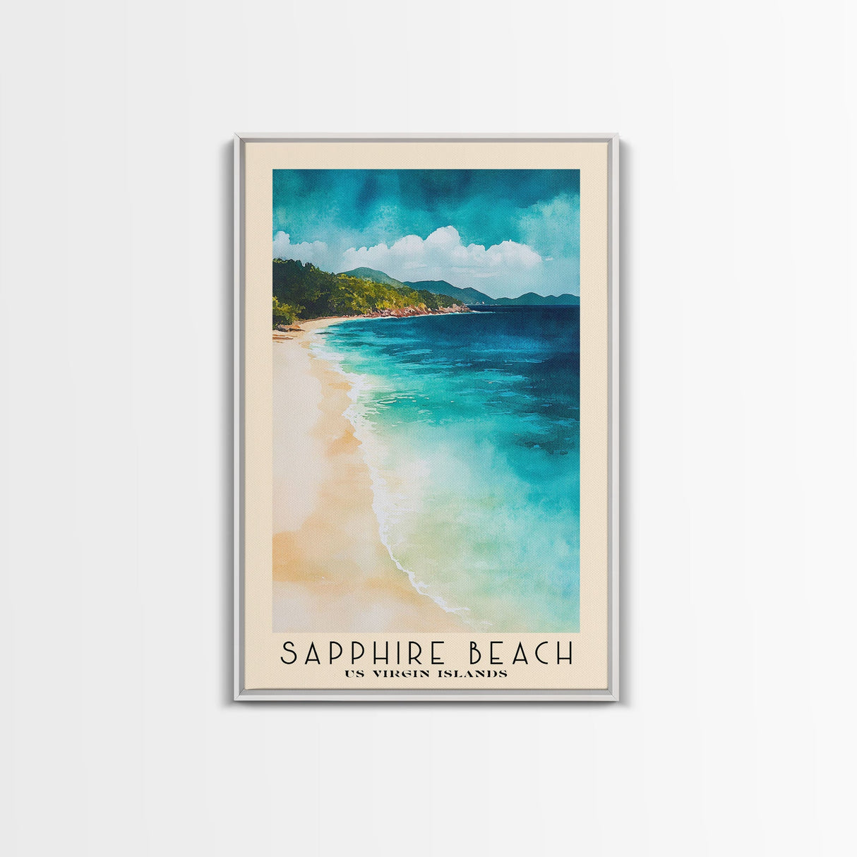 Sapphire Beach, US Virgin islands Watercolor Beach Print, Vacation Gift, US Virgin islands Wall Art, Beach Painting, Beach Decor, Beach Painting