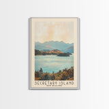 Secretary Island, New Zealand Watercolor Beach Print, Vacation Gift, New Zealand Wall Art, Framed Canvas Print, Framed Beach Painting