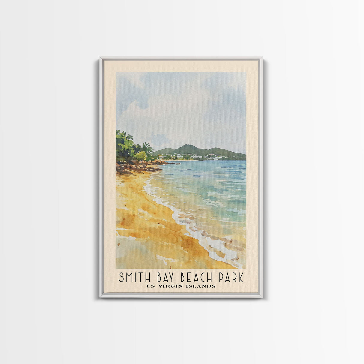 Smith Bay Beach Park, US Virgin islands Watercolor Beach Print, Vacation Gift, US Virgin islands Wall Art, Beach Painting, Beach Decor, Beach Painting