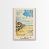 Southwold, United Kingdom Watercolor Print, Vacation Gift, United Kingdom Wall Art, Beach Painting, Beach Decor, Large Wall Art, Wood Frame Art