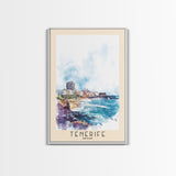 Tenerife, Spain Watercolor Beach Print, Vacation Gift, Spain Wall Art, Framed Canvas Print, Framed Beach Painting