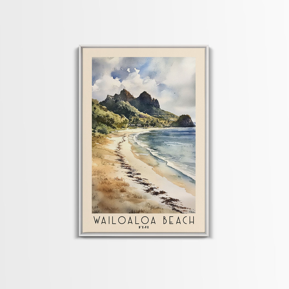 Wailoaloa Beach, Fiji Watercolor Beach Print, Vacation Gift, Fiji Wall Art, Beach Painting, Beach Decor, Beach Painting