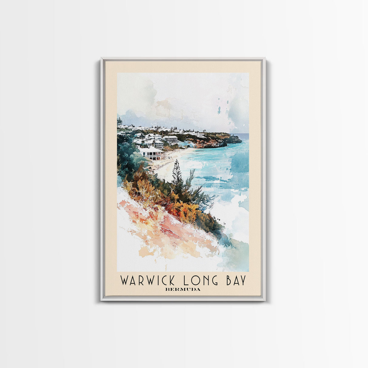 Warwick Long Bay, Bermuda Watercolor Beach Print, Vacation Gift, Bermuda Wall Art, Beach Painting, Beach Decor, Beach Painting