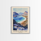 Wineglass Bay, Tasmania Watercolor Beach Print, Vacation Gift, Tasmania Wall Art, Framed Canvas Print, Framed Beach Painting