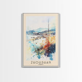 Zhoushan, China Watercolor Beach Print, Vacation Gift, China Wall Art, Beach Painting, Beach Decor, Beach Painting