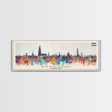 Amsterdam Netherlands Travel Art, City Art, Framed Canvas Print or Metal Wall Art, Europe Travel Poster, Panoramic Wall Art, Extra Wide Wall Art