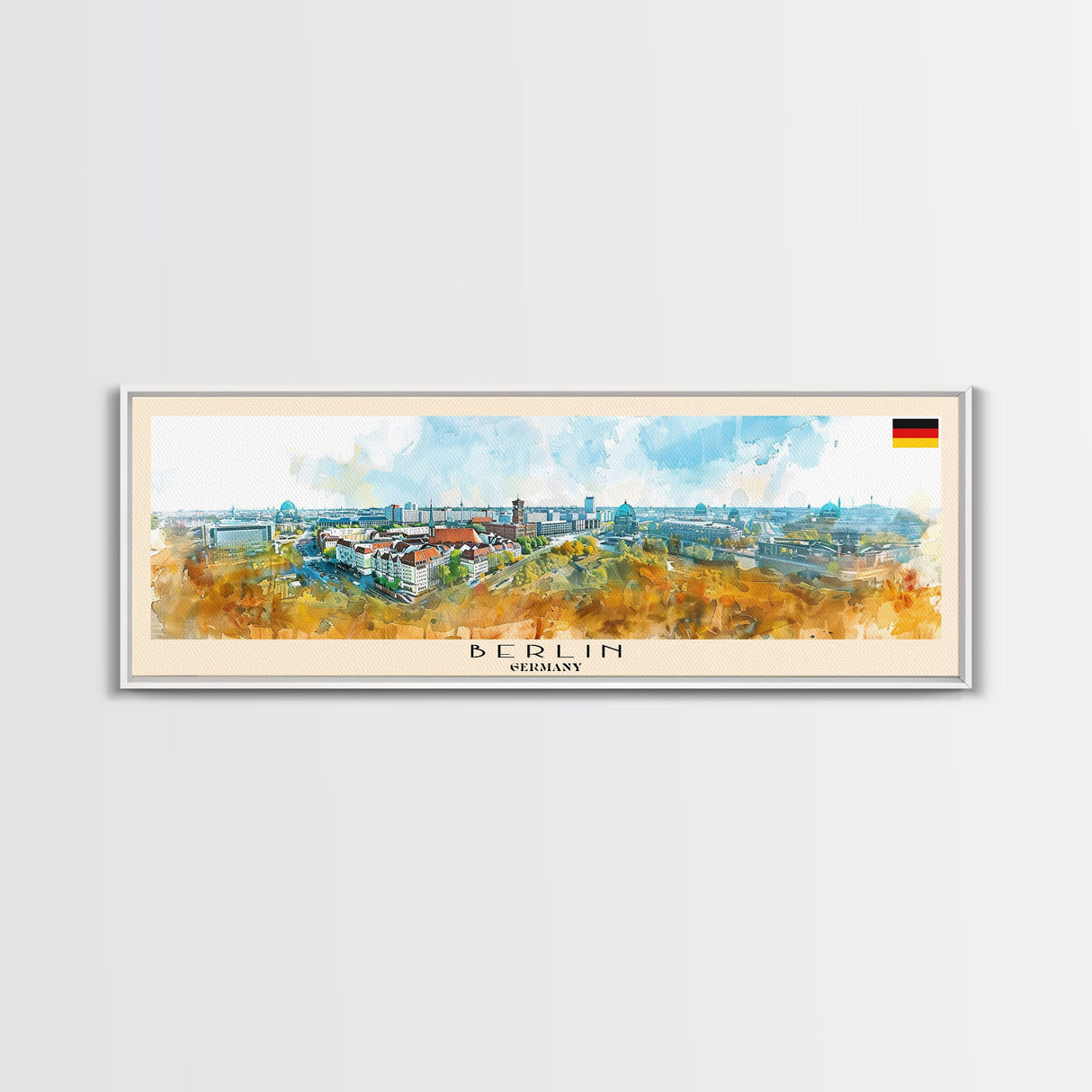 Berlin Germany Travel Print Wall Art, Panoramic City Art, Travel Art, Wall Decor, Vacation Gift, Framed Canvas Print Or Metal Art