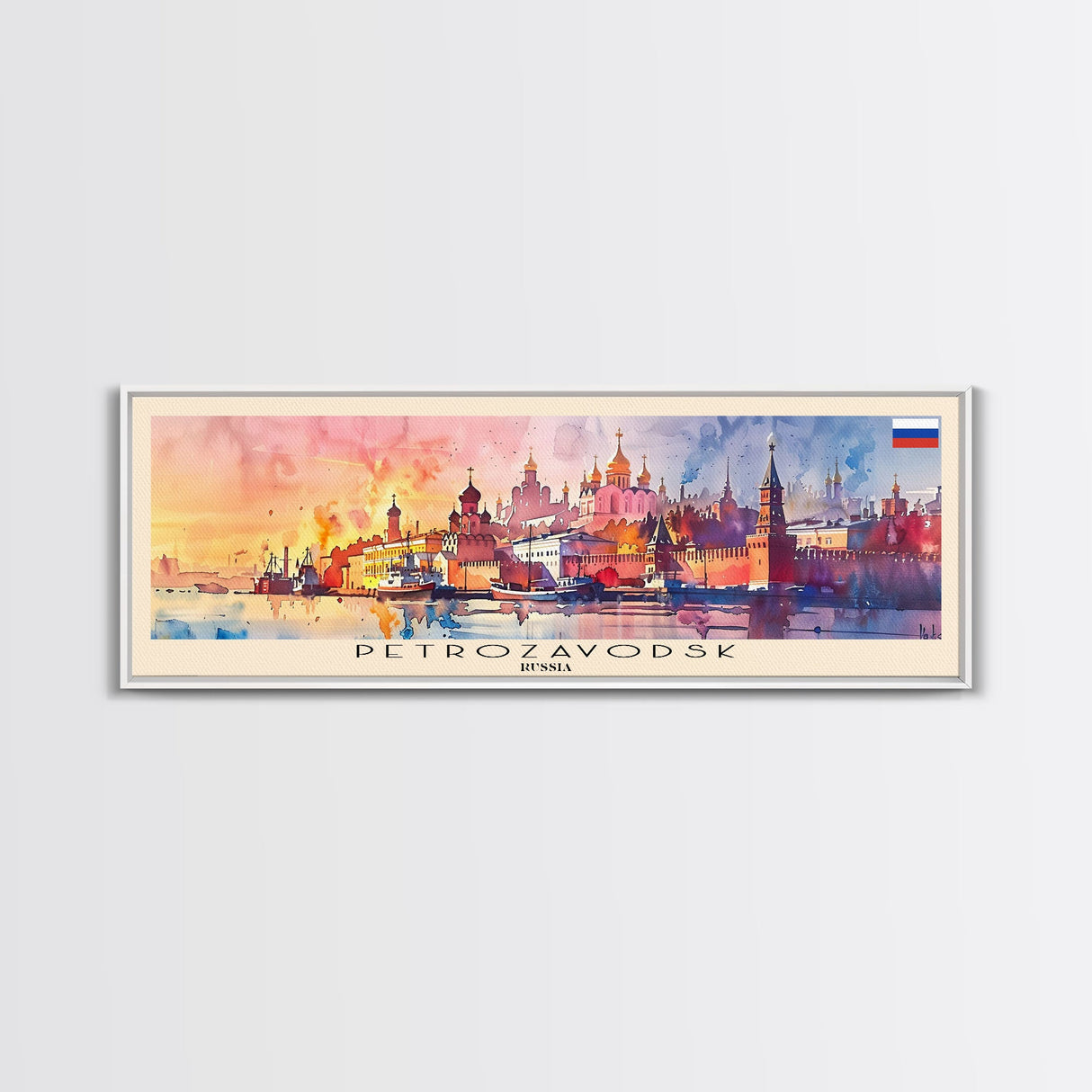 Petrozavodsk Russia Travel Print Wall Art, Panoramic City Art, Travel Art, Wall Decor, Vacation Gift, Framed Canvas Print Or Metal Art