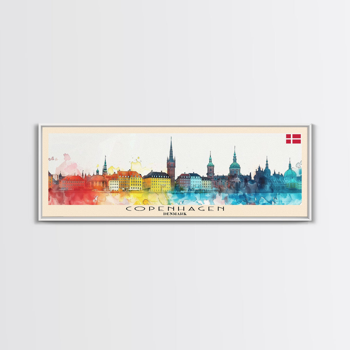 Copenhagen Denmark Travel Print Wall Art, Panoramic City Art, Travel Art, Wall Decor, Vacation Gift, Framed Canvas Print Or Metal Art