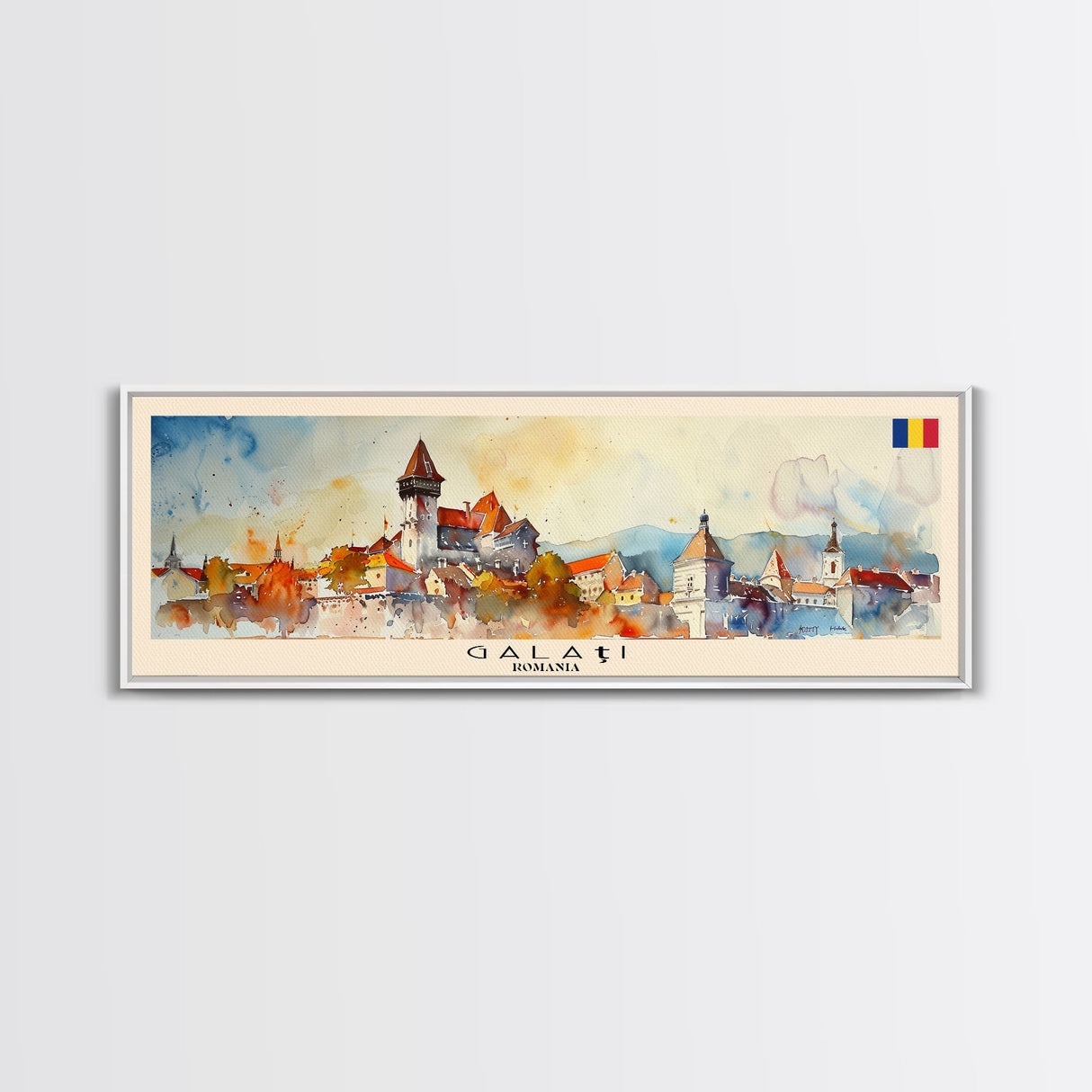 Galati Romania Travel Art, City Art, Framed Canvas Print or Metal Wall Art, Europe Travel Poster, Panoramic Wall Art, Extra Wide Wall Art