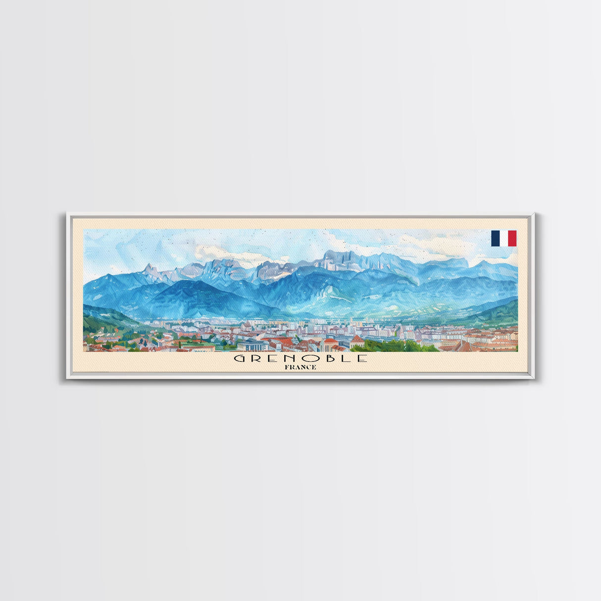 Grenoble France Travel Print Wall Art, Panoramic City Art, Travel Art, Wall Decor, Vacation Gift, Framed Canvas Print Or Metal Art