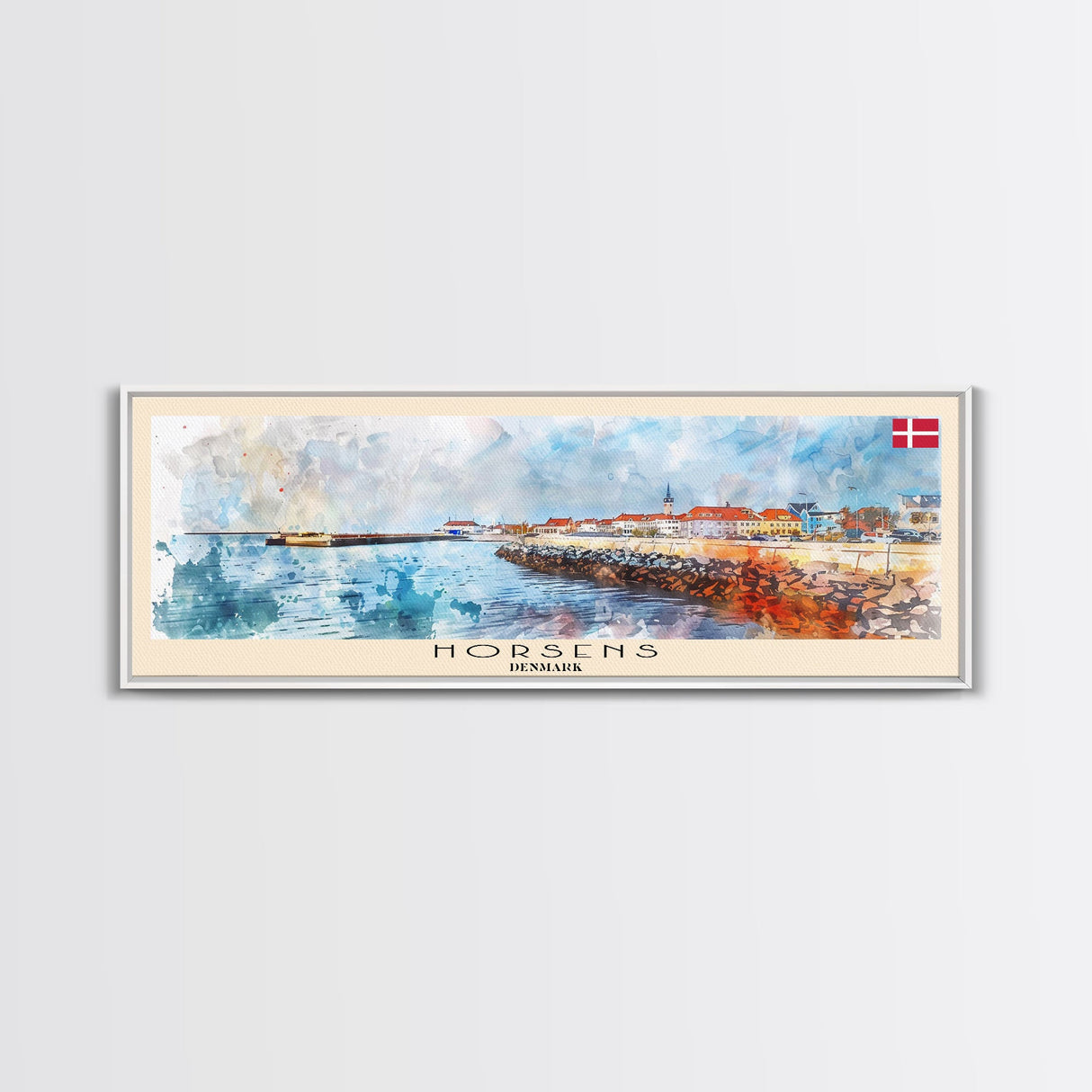 Horsens Denmark Travel Print Wall Art, Panoramic City Art, Travel Art, Wall Decor, Vacation Gift, Framed Canvas Print Or Metal Art