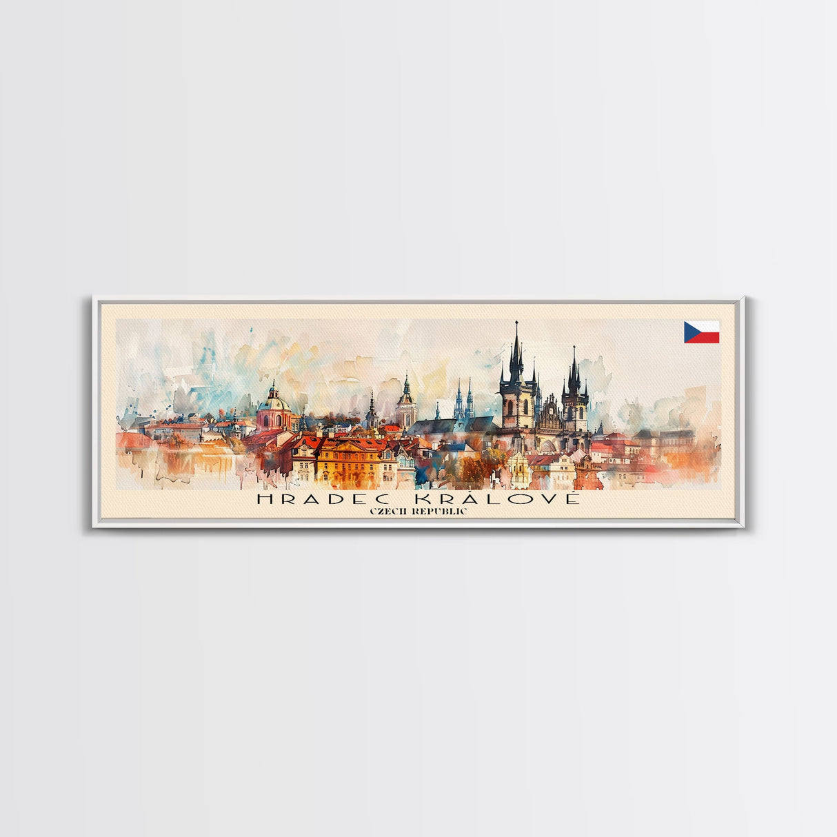 Hradec Czech Republic Travel Art, City Art, Framed Canvas Print or Metal Wall Art, Europe Travel Poster, Panoramic Wall Art, Extra Wide Wall Art