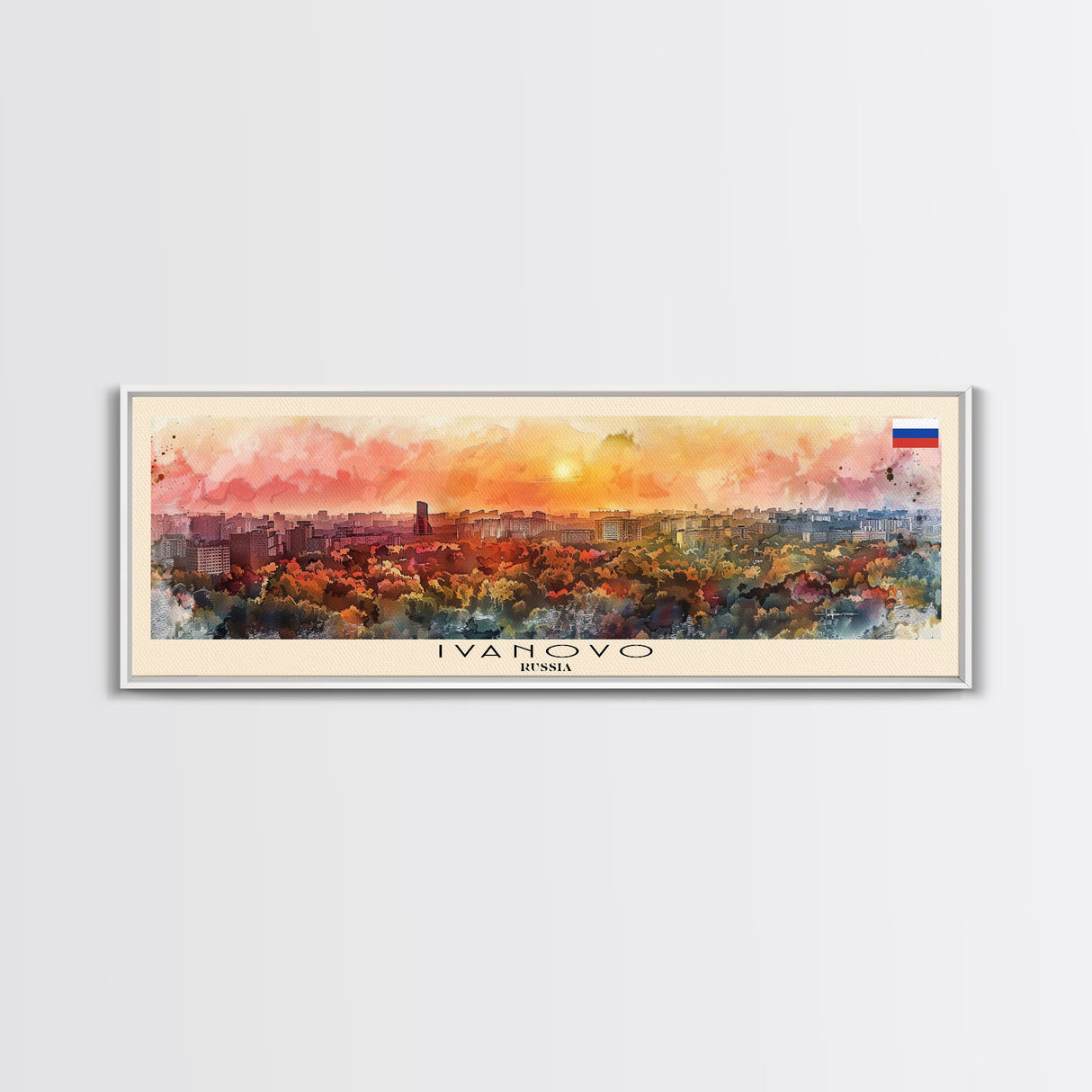 Ivanovo Russia Panoramic Travel Poster, Framed Canvas Print or Metal Wall Art, Travel Art, Home Decor, Panoramic Painting, Midcentury Art