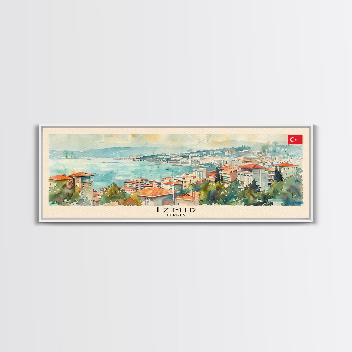 Izmir Turkey Travel Print Wall Art, Panoramic City Art, Travel Art, Wall Decor, Vacation Gift, Framed Canvas Print Or Metal Art