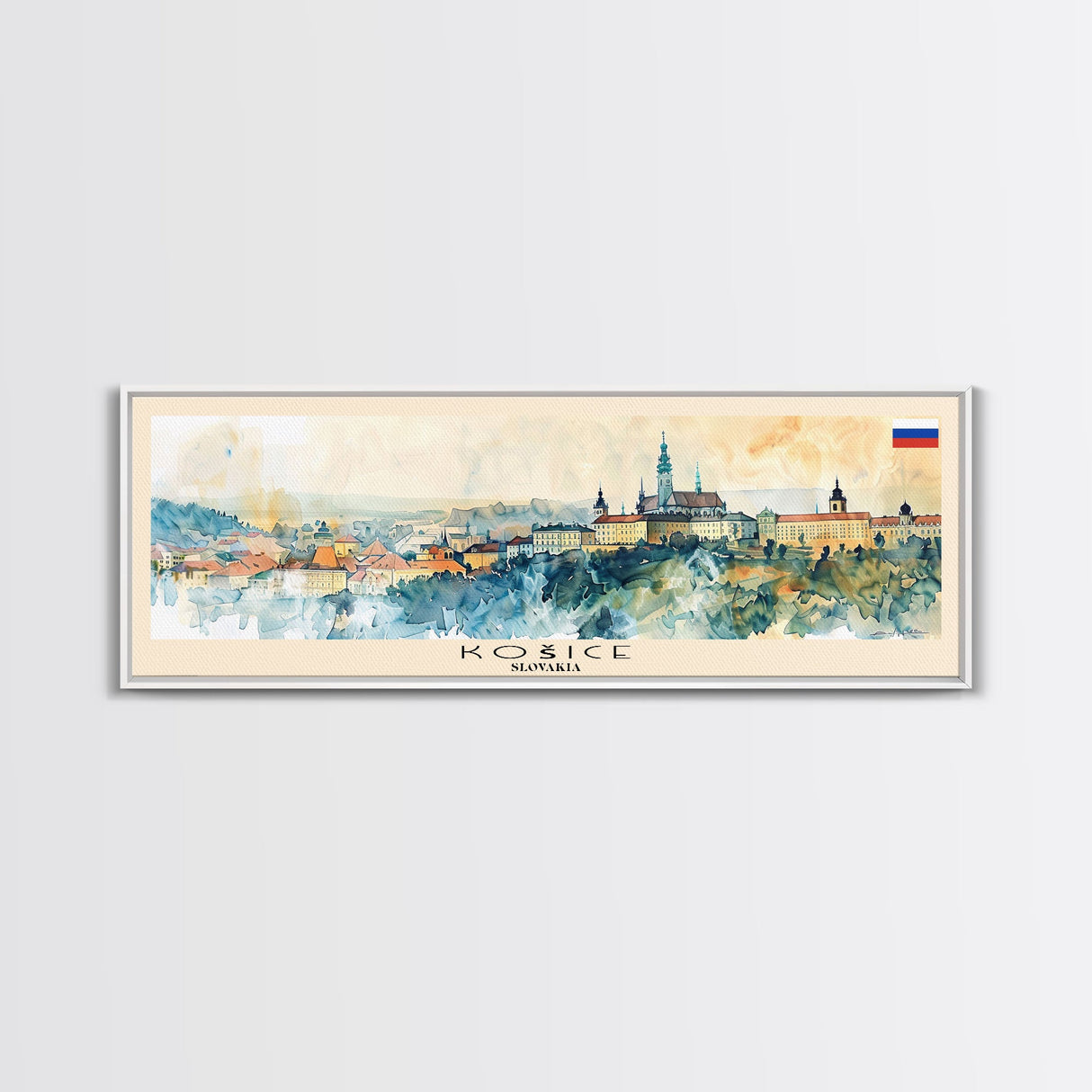 Kosice Slovakia Travel Art, City Art, Framed Canvas Print or Metal Wall Art, Europe Travel Poster, Panoramic Wall Art, Extra Wide Wall Art