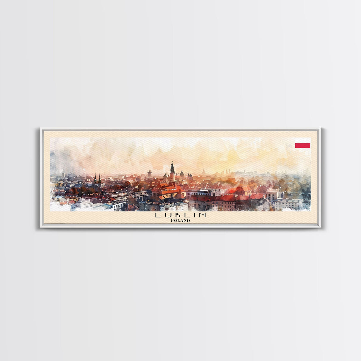 Lublin Poland Travel Print Wall Art, Panoramic City Art, Travel Art, Wall Decor, Vacation Gift, Framed Canvas Print Or Metal Art