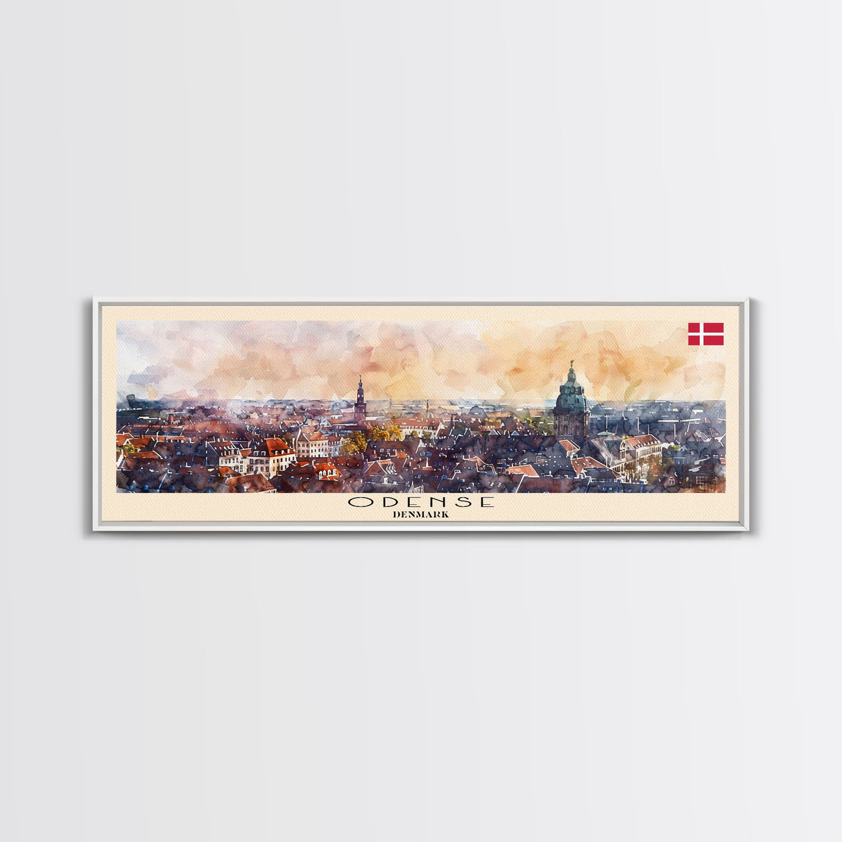 Odense Denmark Wall Art, Panoramic Travel Poster, Panoramic Framed Canvas Print, City Wall Art, Wall Hanging Home Decor, Travel Art