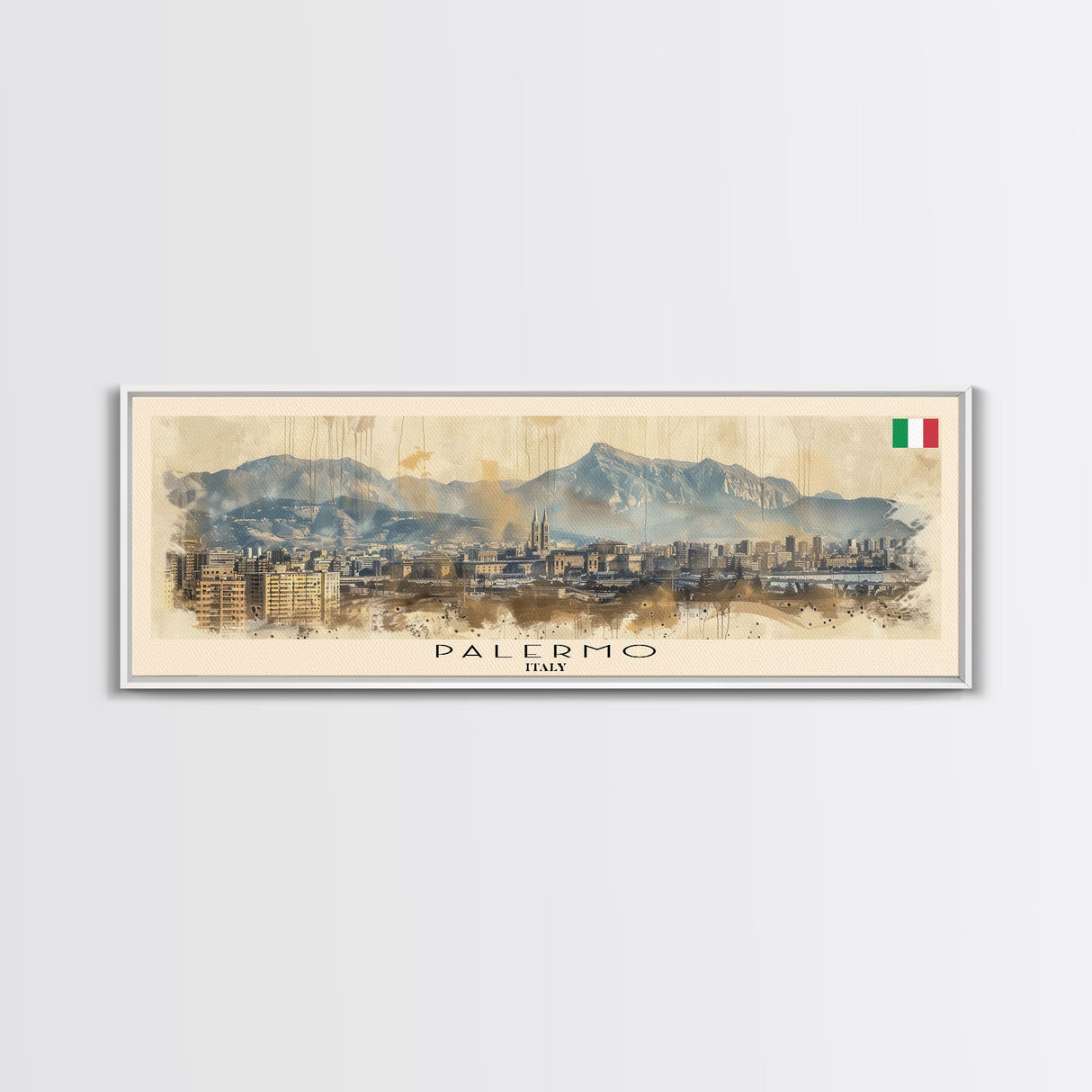 Palermo Italy Travel Print Wall Art, Panoramic City Art, Travel Art, Wall Decor, Vacation Gift, Framed Canvas Print Or Metal Art