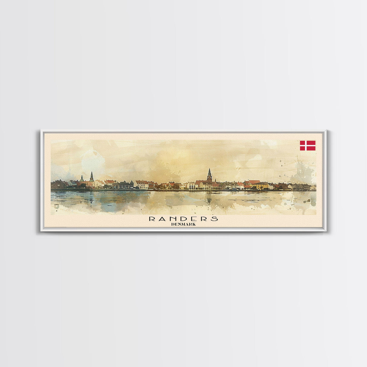 Randers Denmark Travel Art, City Art, Framed Canvas Print or Metal Wall Art, Europe Travel Poster, Panoramic Wall Art, Extra Wide Wall Art