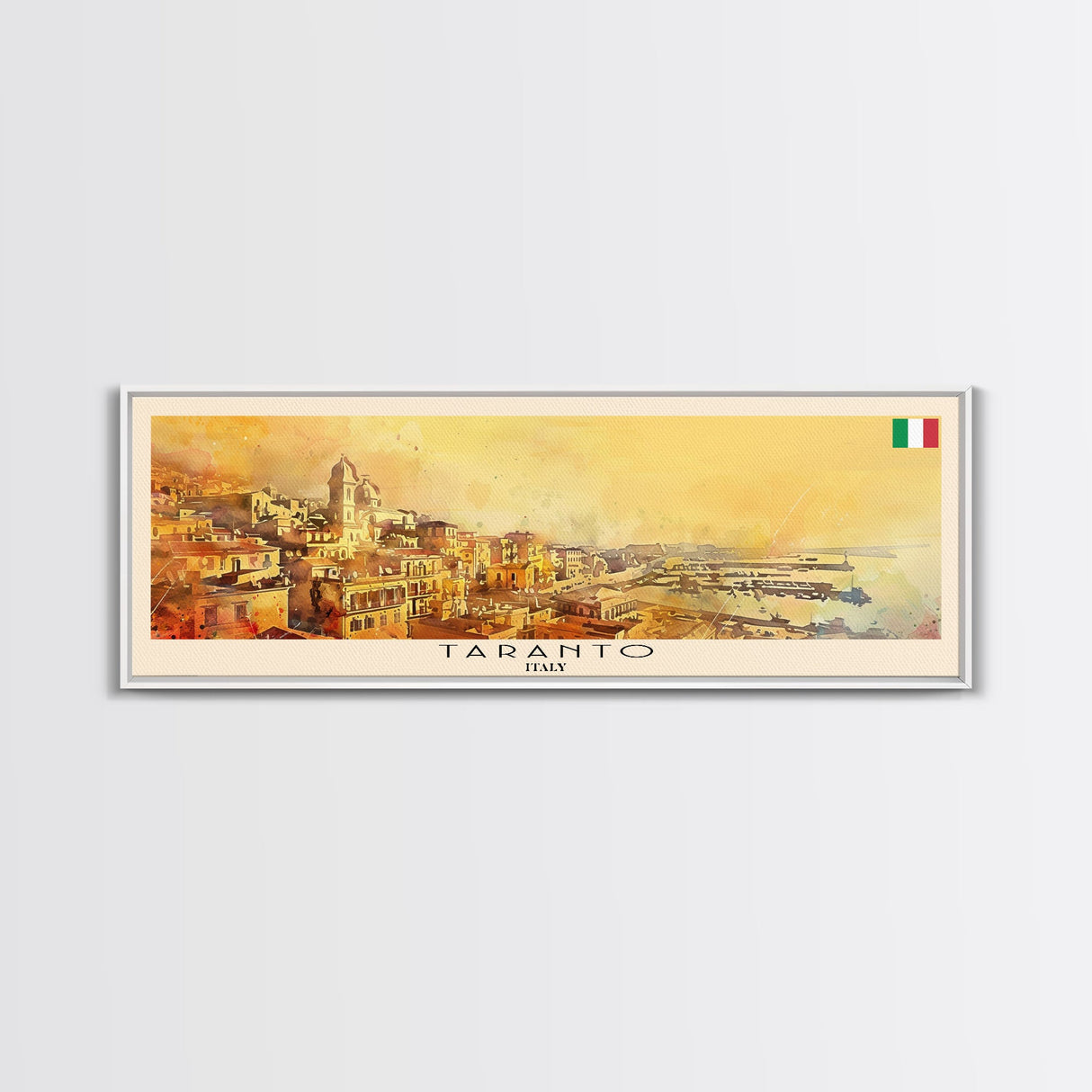 Taranto Italy Travel Art, City Art, Framed Canvas Print or Metal Wall Art, Europe Travel Poster, Panoramic Wall Art, Extra Wide Wall Art