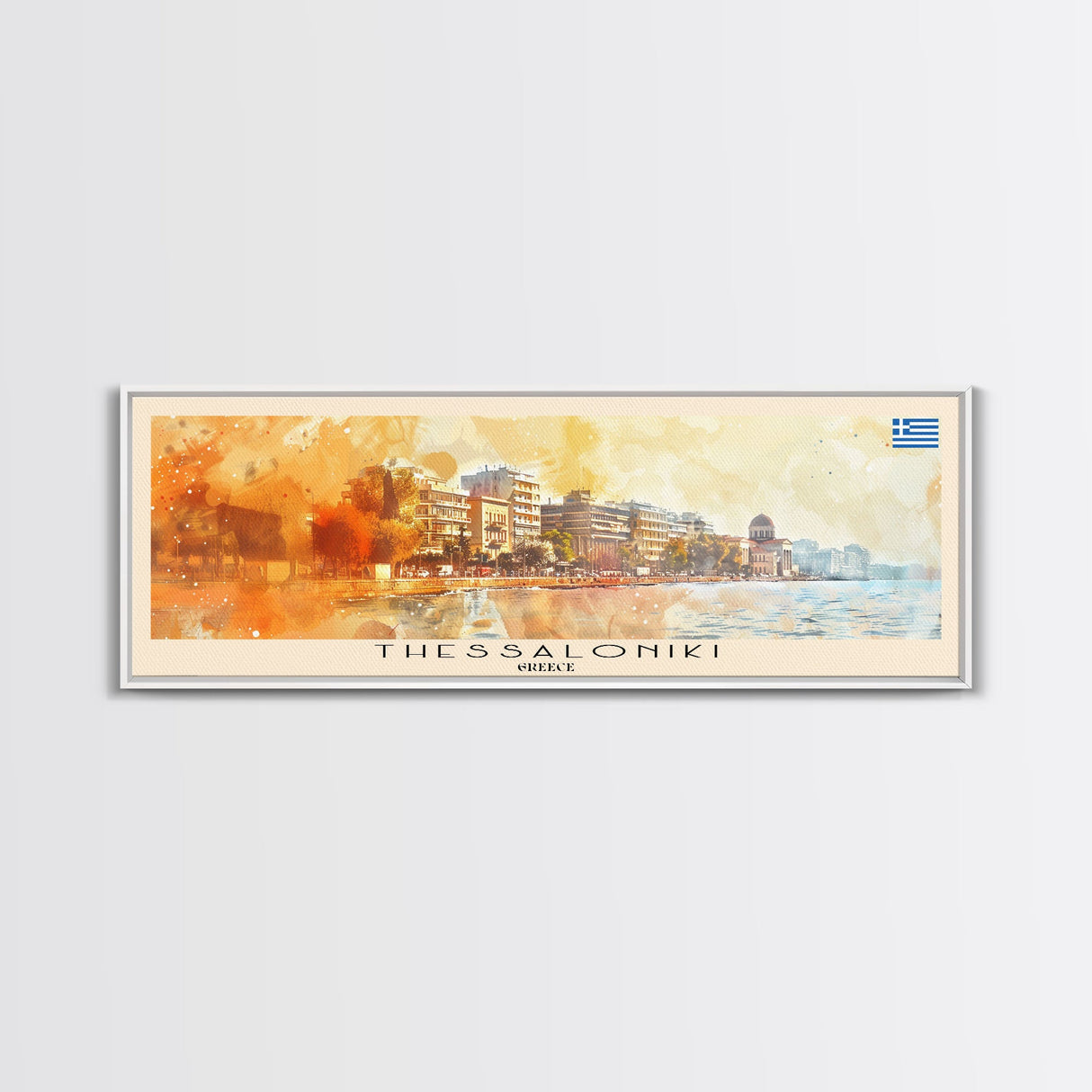 Thessaloniki Greece Travel Art, City Art, Framed Canvas Print or Metal Wall Art, Europe Travel Poster, Panoramic Wall Art, Extra Wide Wall Art