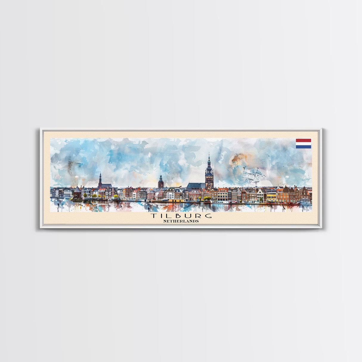 Tilburg Netherlands Wall Art, Panoramic Travel Poster, Panoramic Framed Canvas Print, City Wall Art, Wall Hanging Home Decor, Travel Art