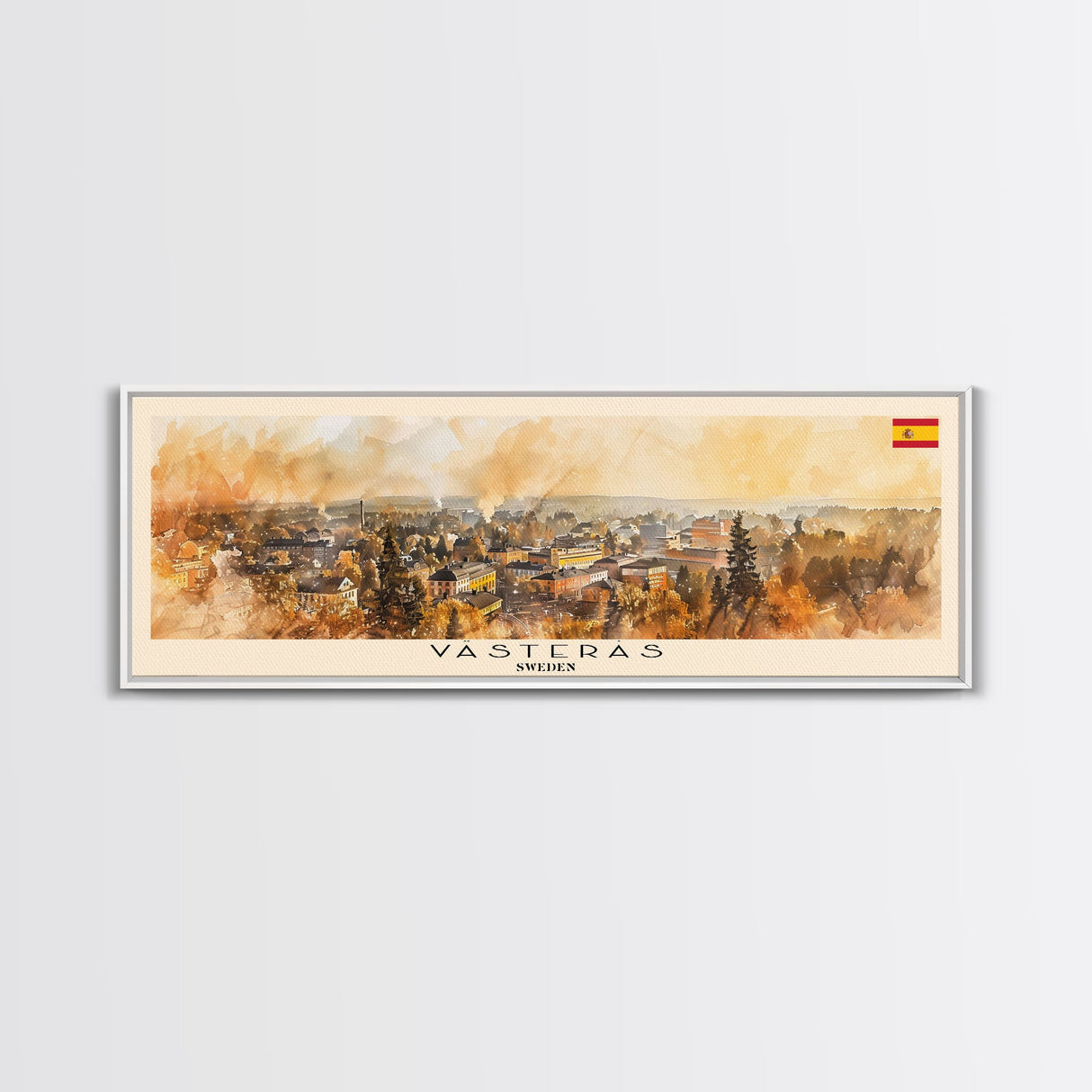 Vastras Sweden Travel Print Wall Art, Panoramic City Art, Travel Art, Wall Decor, Vacation Gift, Framed Canvas Print Or Metal Art