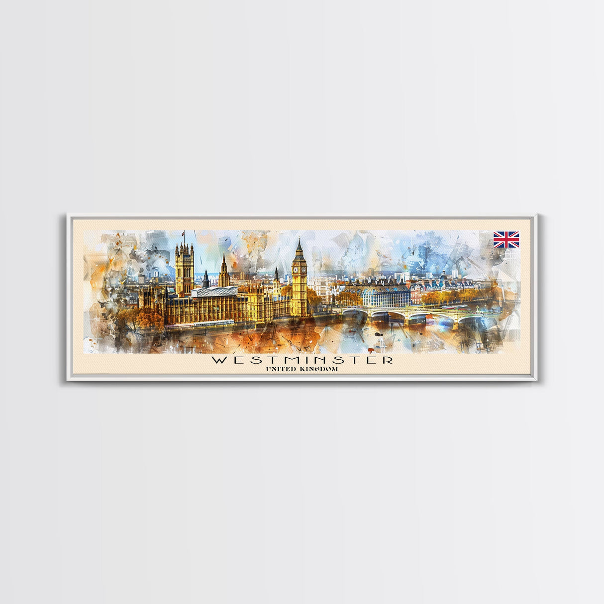 Westminster United Kingdom Wall Art, Panoramic Travel Poster, Panoramic Framed Canvas Print, City Wall Art, Wall Hanging Home Decor, Travel Art