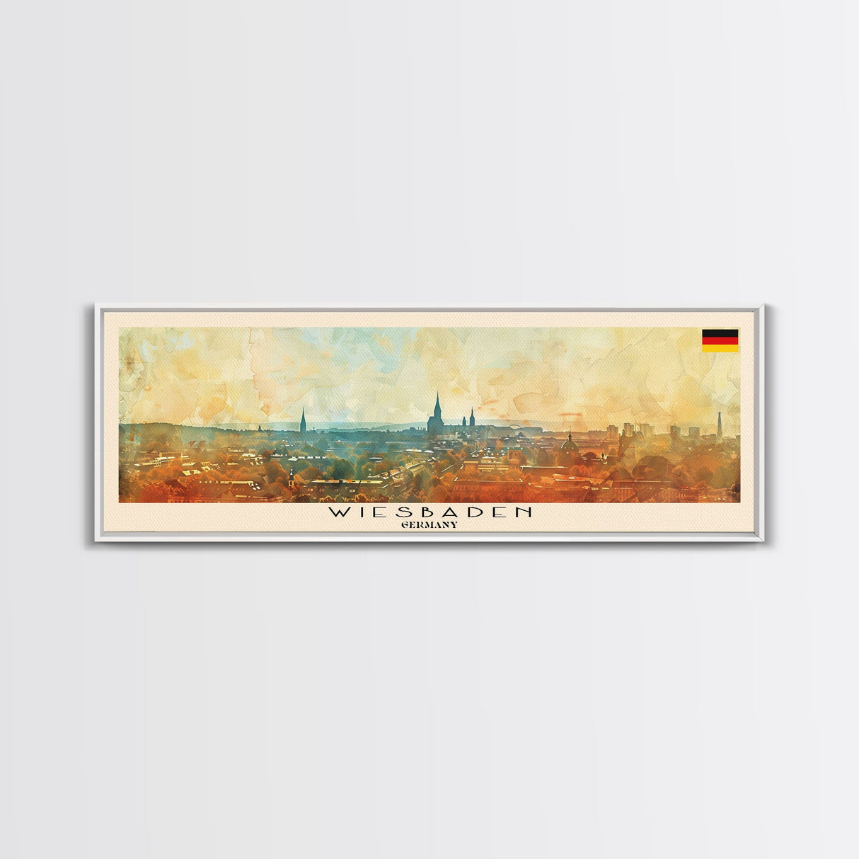 Wiesbaden Germany Travel Print Wall Art, Panoramic City Art, Travel Art, Wall Decor, Vacation Gift, Framed Canvas Print Or Metal Art