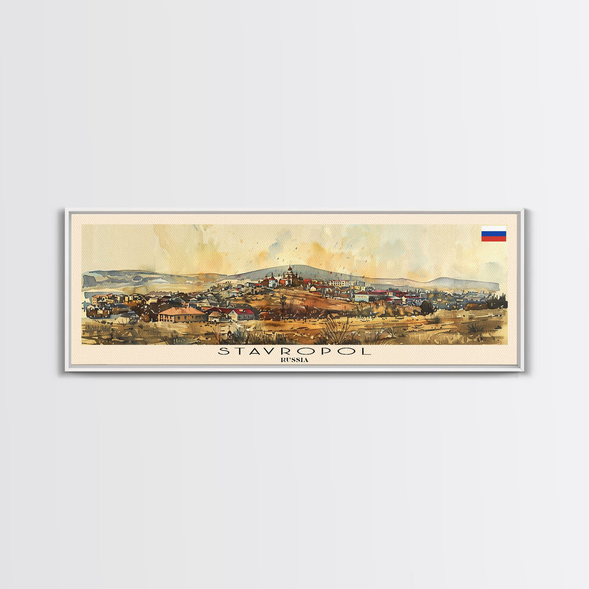 Stavropol Russia Panoramic Travel Poster, Framed Canvas Print or Metal Wall Art, Travel Art, Home Decor, Panoramic Painting, Midcentury Art